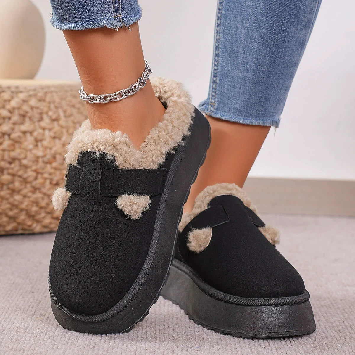 Plush Retro Comfortable Flat Sole Snow Boot