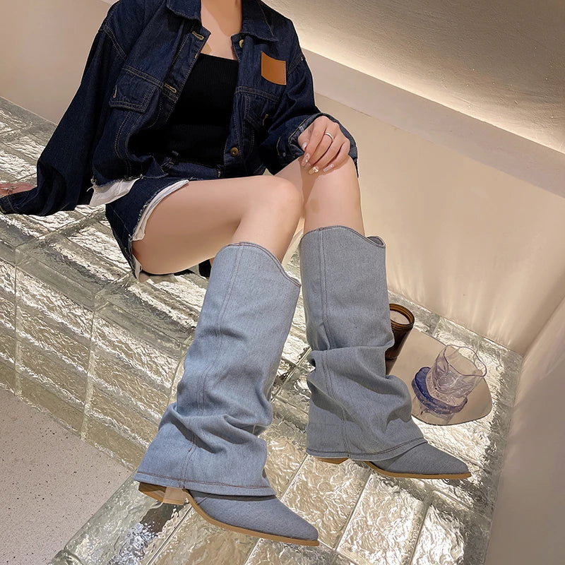 Chic Pointed Toe Knee High Boots