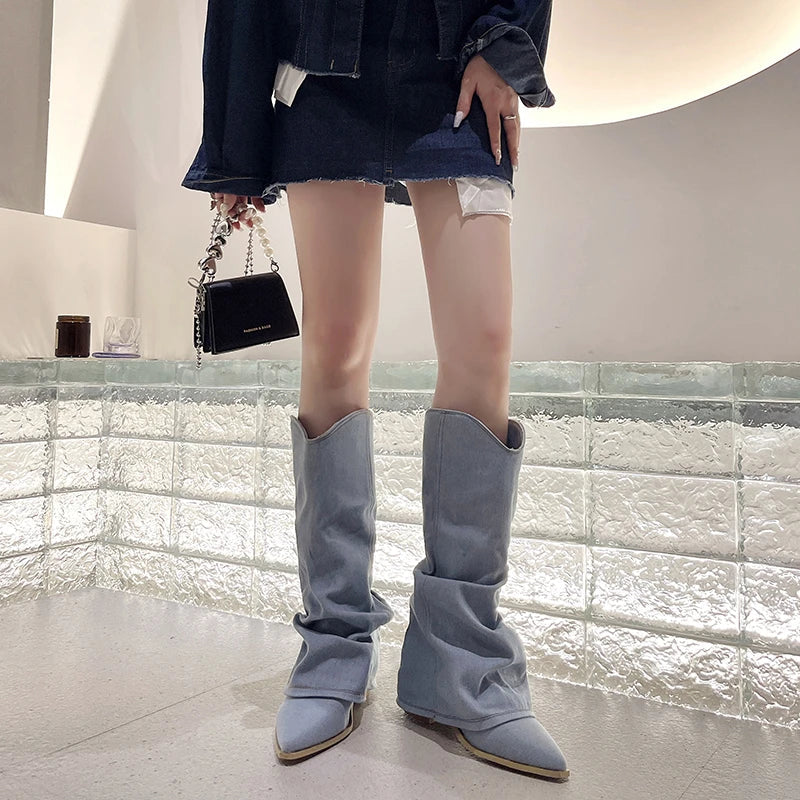 Chic Pointed Toe Knee High Boots