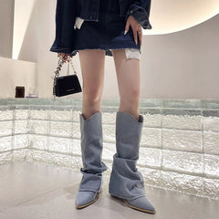 Chic Pointed Toe Knee High Boots