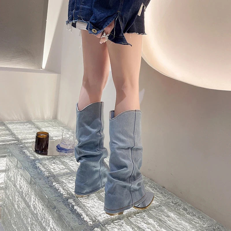 Chic Pointed Toe Knee High Boots