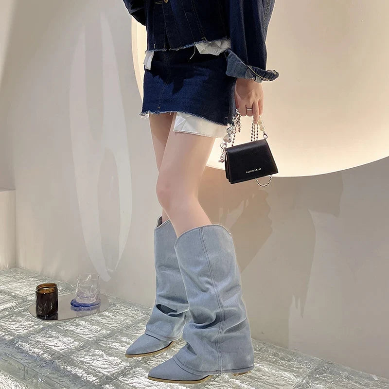 Chic Pointed Toe Knee High Boots
