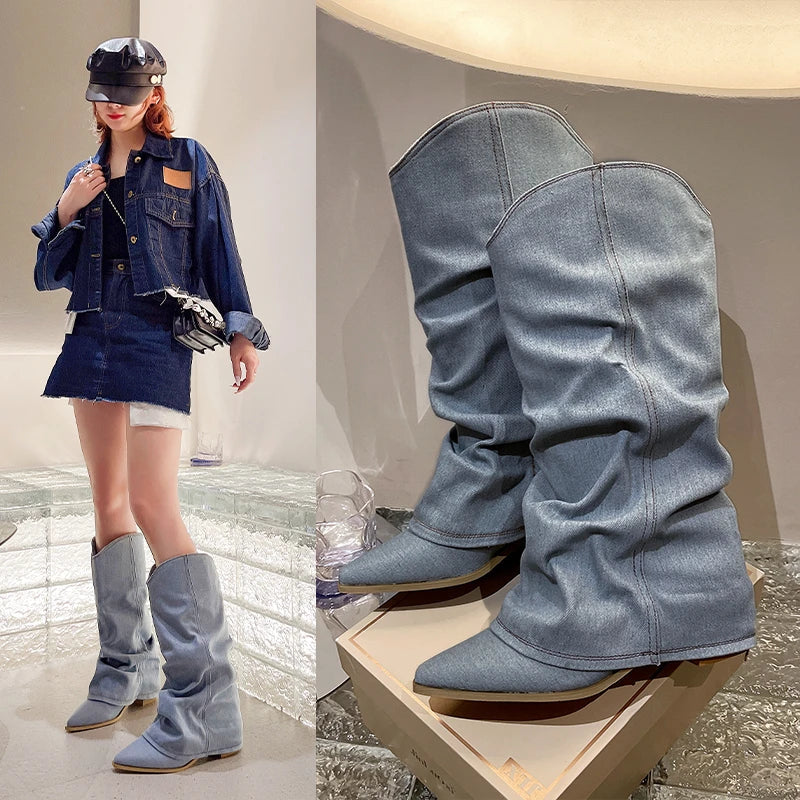 Chic Pointed Toe Knee High Boots