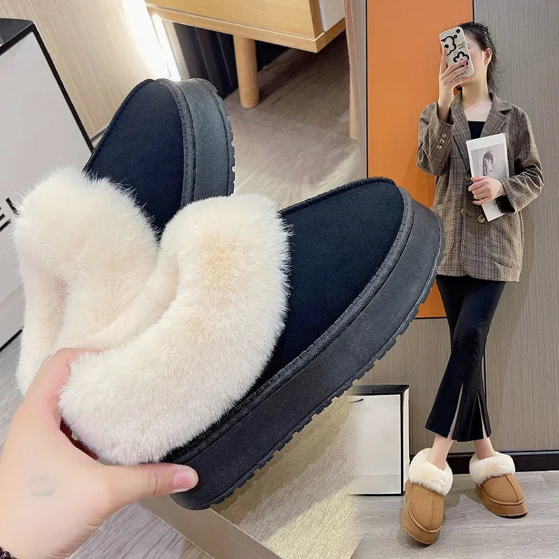 New Warm Boots Flats Shoes Short Plush Fur Ankle Snow Boots