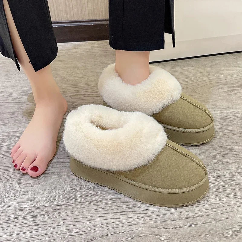 New Warm Boots Flats Shoes Short Plush Fur Ankle Snow Boots