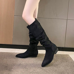 Chunky Heel Pointed Toe Stylish Knee High Boots