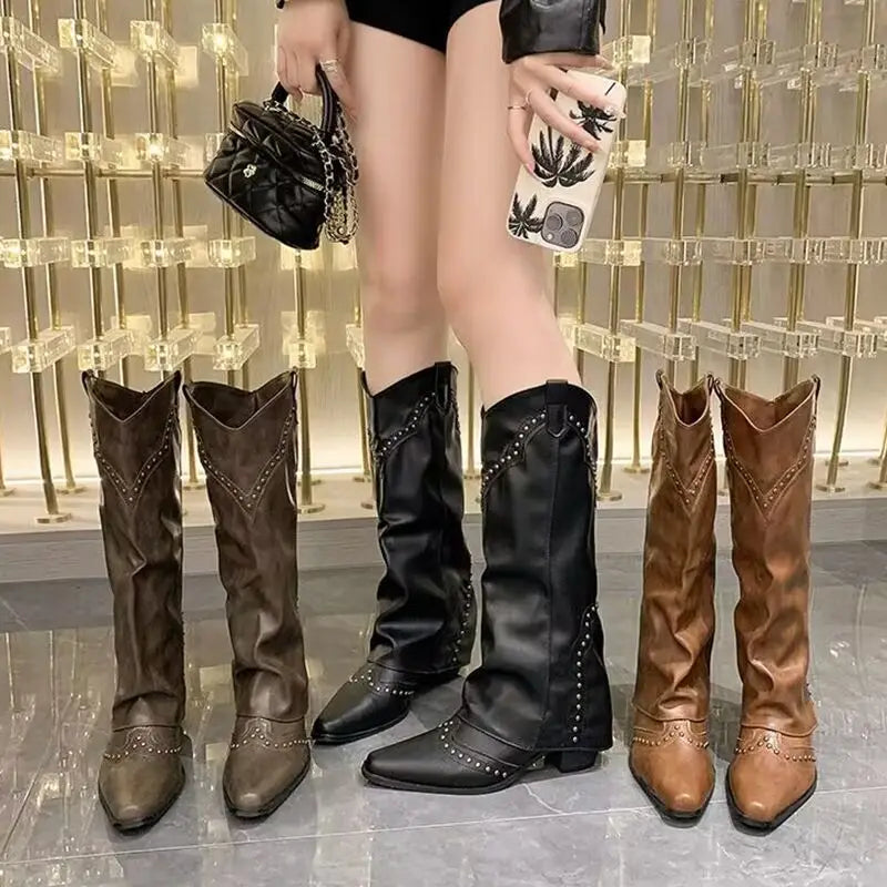 Pointed Toe Knee High Boots