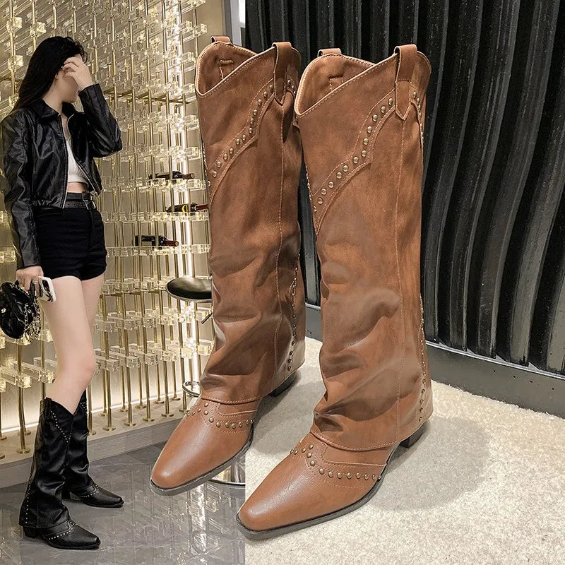 Pointed Toe Knee High Boots
