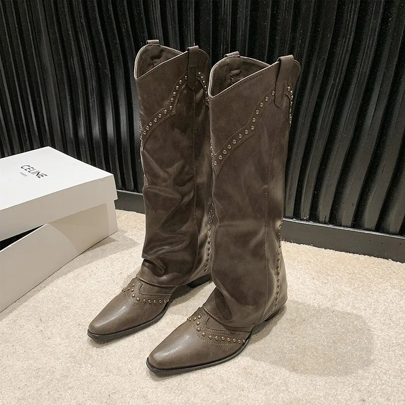 Pointed Toe Knee High Boots