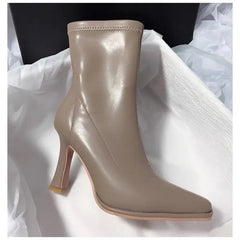New Square Toe High Heels Warm Plush Platform Ankle Boot