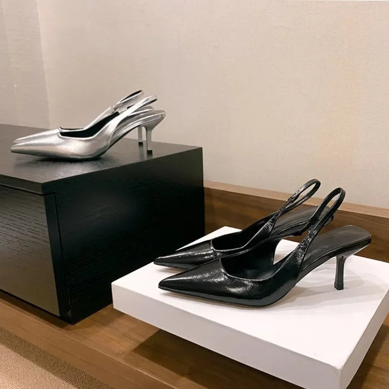 Simple Solid Color Feminine Pointed Dress Party High Heel