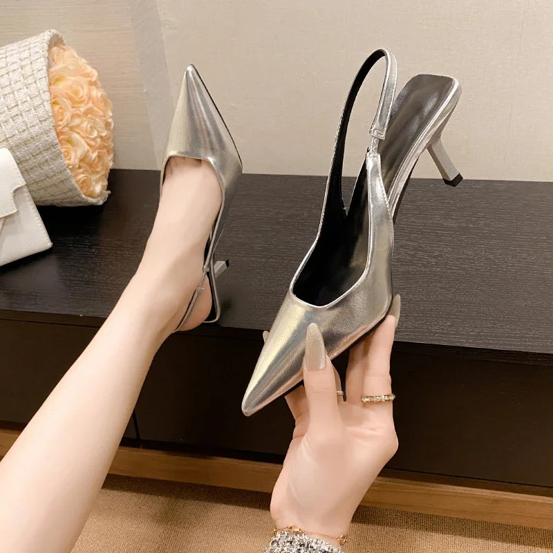 Simple Solid Color Feminine Pointed Dress Party High Heel