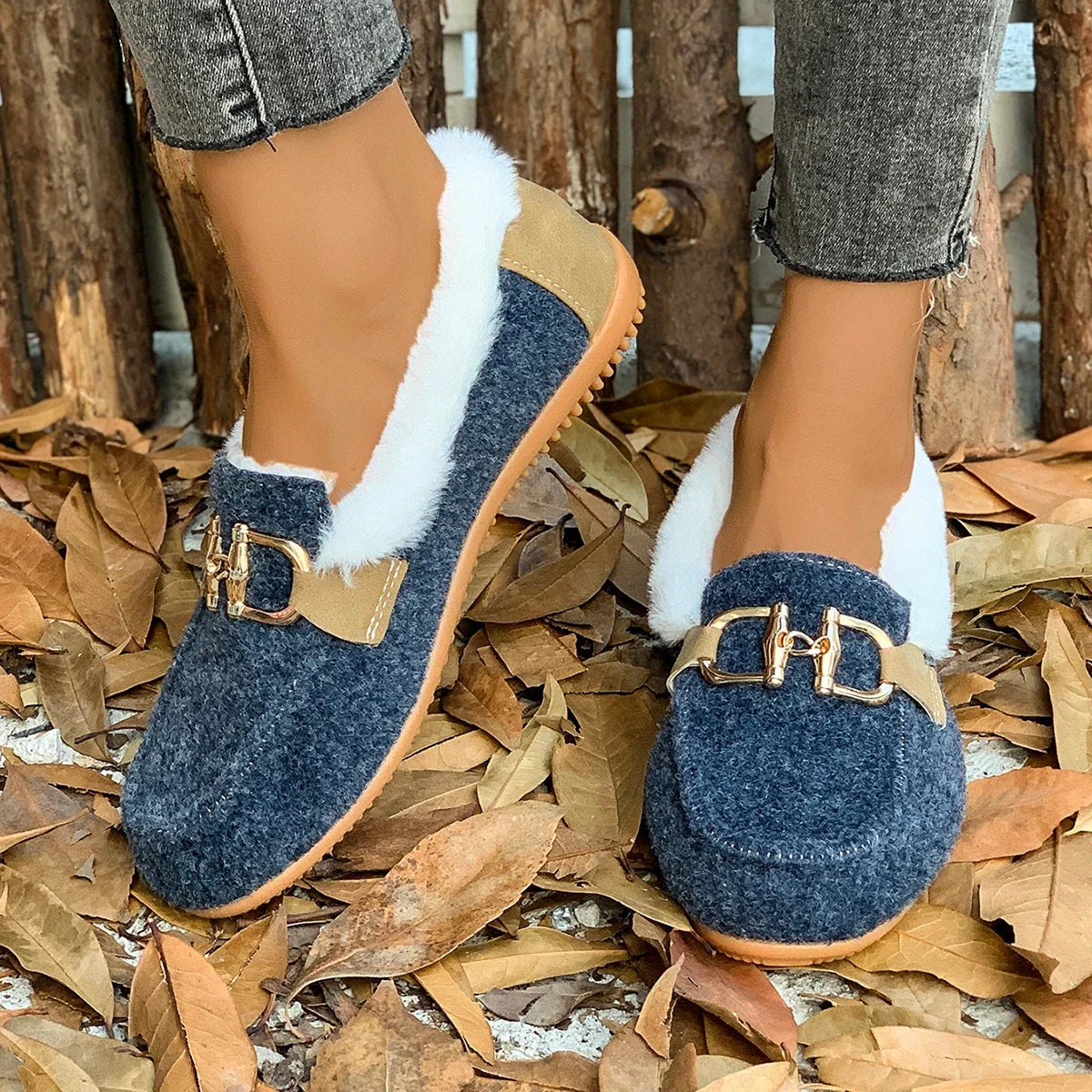 New Snow Flats Boots Warm Plush Outdoor Boots Casual Flats Shoes Flat Comfortable Shoes