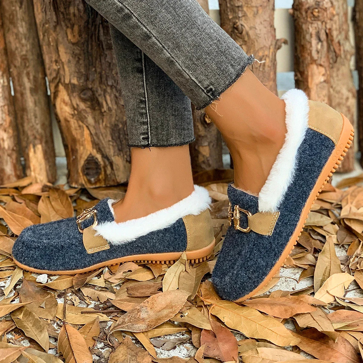 New Snow Flats Boots Warm Plush Outdoor Boots Casual Flats Shoes Flat Comfortable Shoes