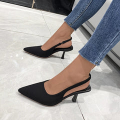 Closed Toe Green Single Thin Mid-heeled Pointed Plus Size Low Heel Pumps