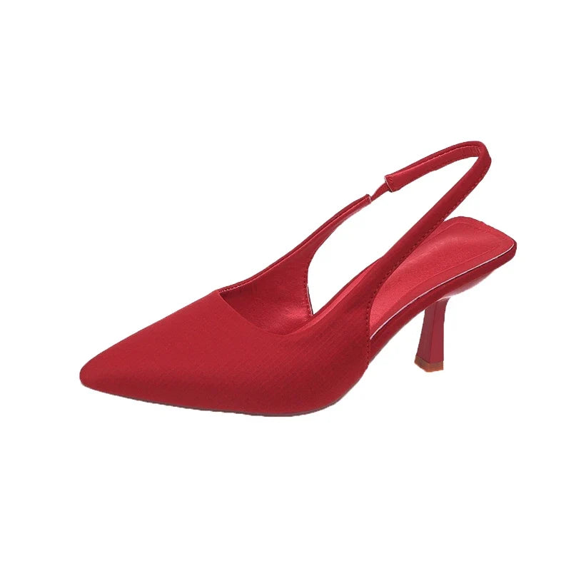 Closed Toe Green Single Thin Mid-heeled Pointed Plus Size Low Heel Pumps