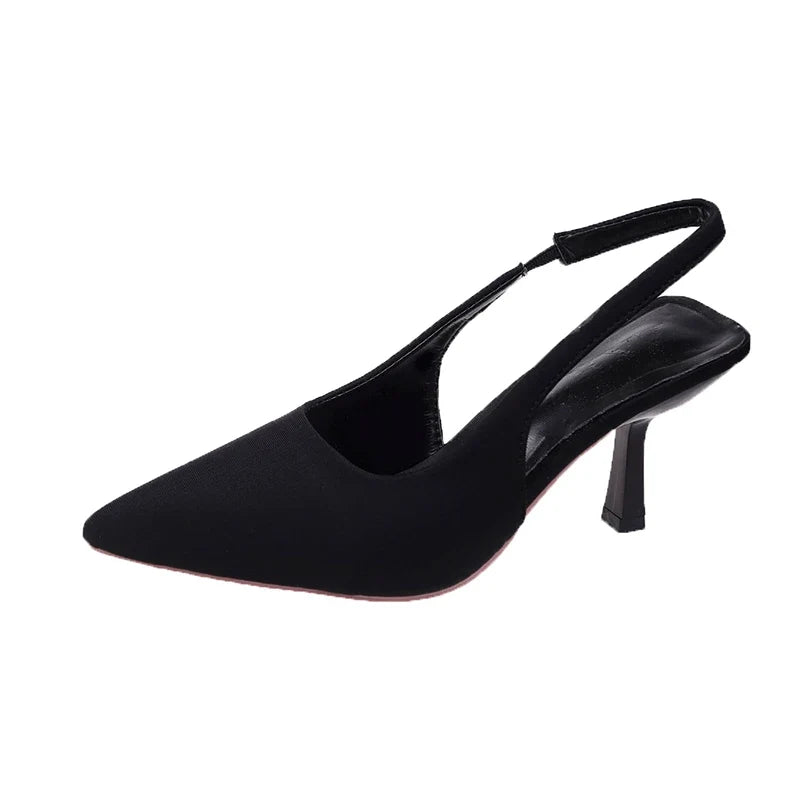 Closed Toe Green Single Thin Mid-heeled Pointed Plus Size Low Heel Pumps