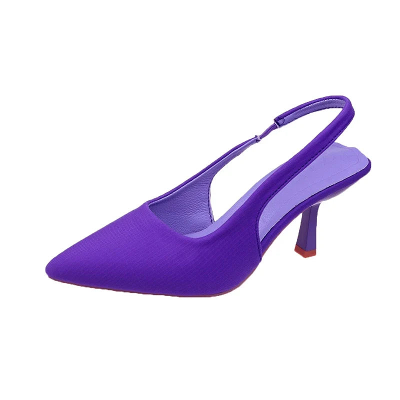 Closed Toe Green Single Thin Mid-heeled Pointed Plus Size Low Heel Pumps