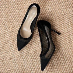 New Lace Mesh Breathable Lightweight Comfort Thin High Shoes Low Heel Pumps