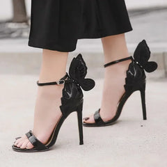 Open Toe Buckle Strap Big Butterfly Wings High Heel High Heel