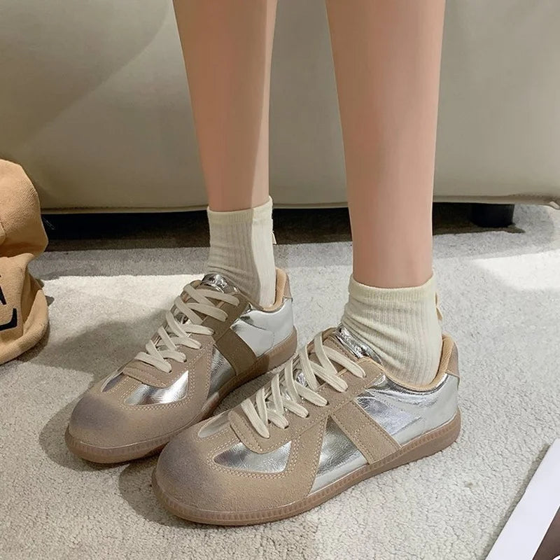 Outdoor Jogging Sneakers Suede Leather Patchwork Running High Quality Lace Up Leisure Skateboard