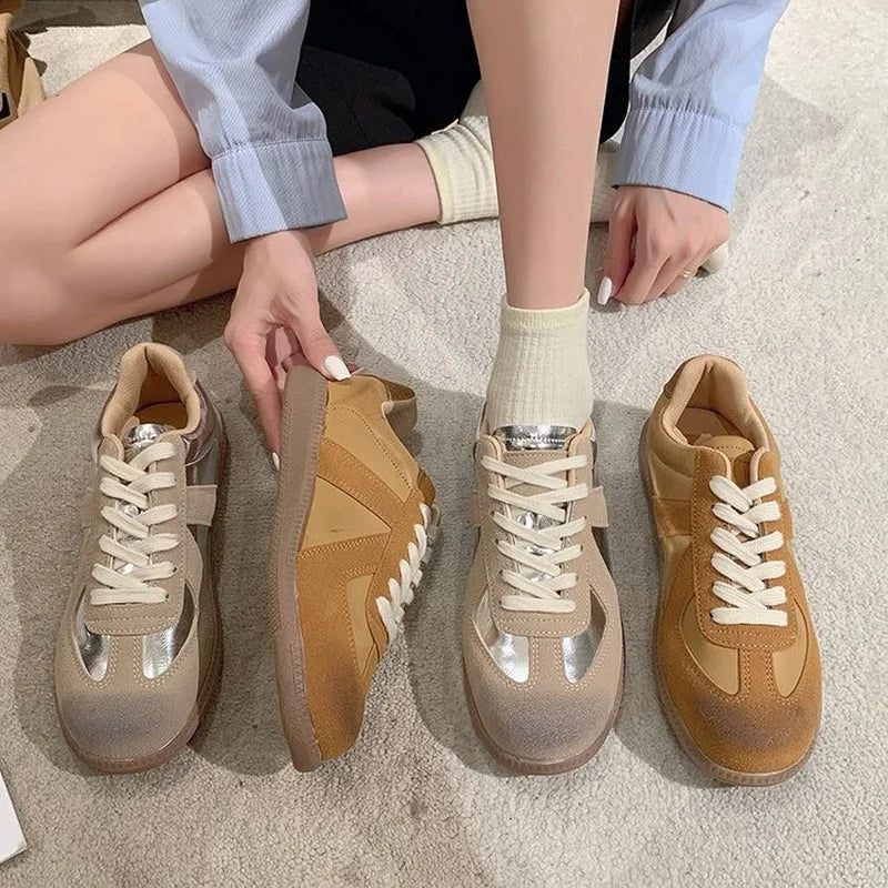 Outdoor Jogging Sneakers Suede Leather Patchwork Running High Quality Lace Up Leisure Skateboard
