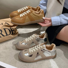 Outdoor Jogging Sneakers Suede Leather Patchwork Running High Quality Lace Up Leisure Skateboard