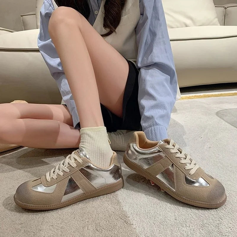 Outdoor Jogging Sneakers Suede Leather Patchwork Running High Quality Lace Up Leisure Skateboard