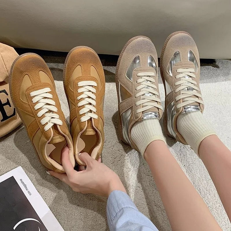 Outdoor Jogging Sneakers Suede Leather Patchwork Running High Quality Lace Up Leisure Skateboard