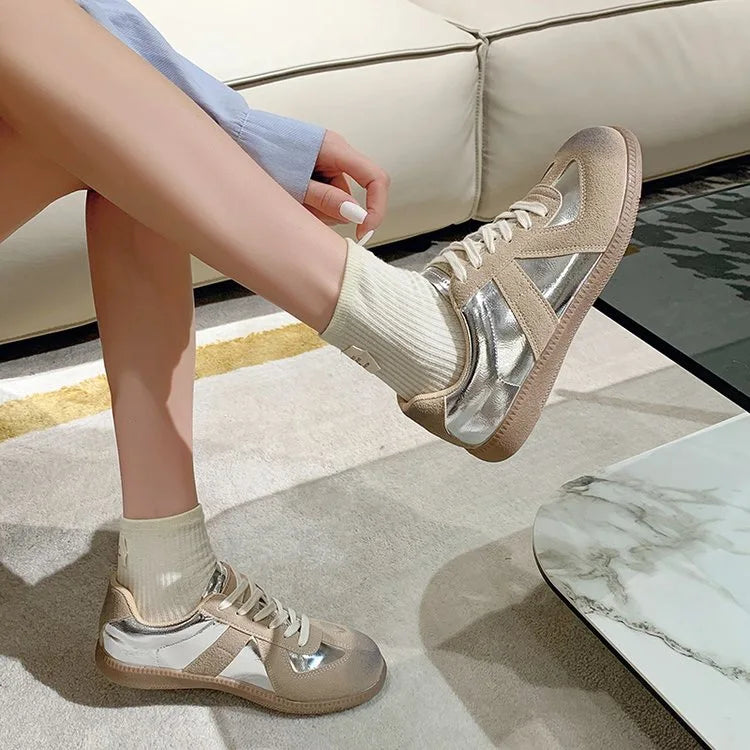 Outdoor Jogging Sneakers Suede Leather Patchwork Running High Quality Lace Up Leisure Skateboard