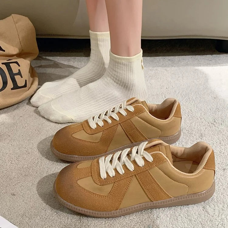 Outdoor Jogging Sneakers Suede Leather Patchwork Running High Quality Lace Up Leisure Skateboard