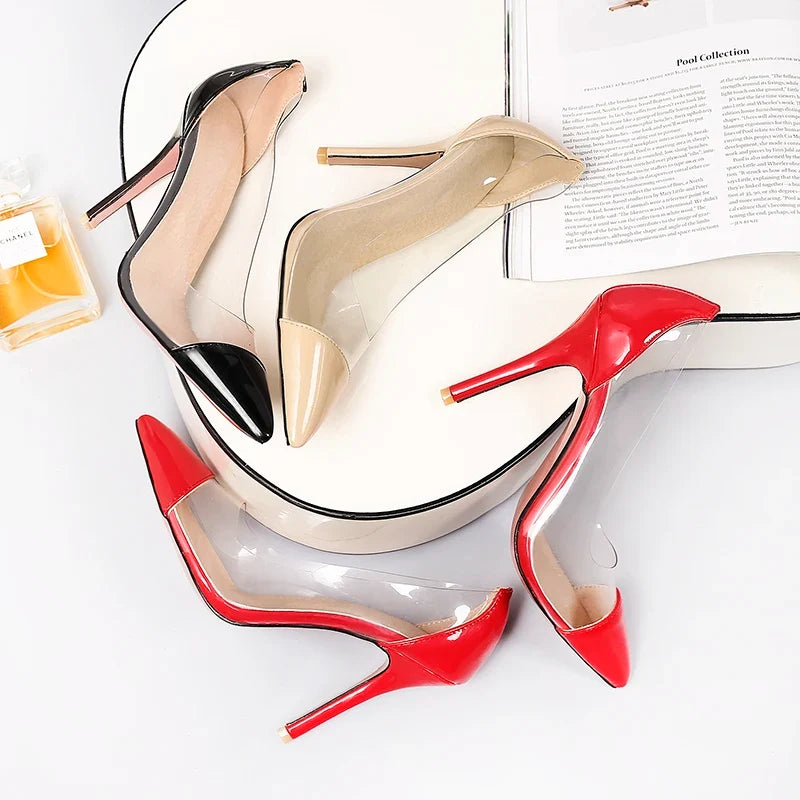 Patent Leather Transparent Versatile Elegant Single High Heel