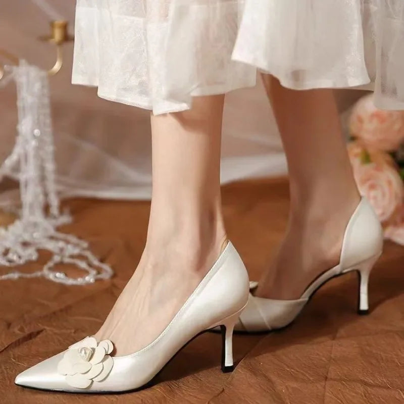 Pointed Solid Color Slingback Slip on Shoes Low Heel Pumps