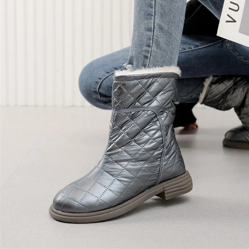 Flat Warm Plush Velvet Cotton Short Snow Boot