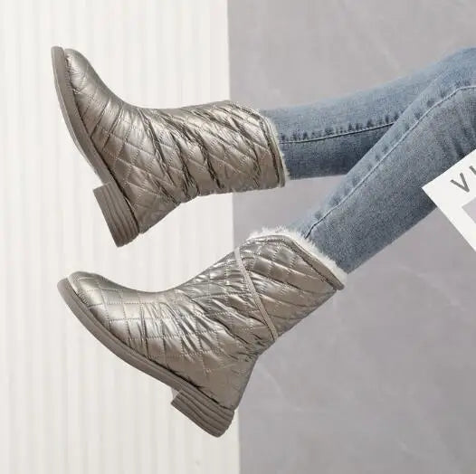 Flat Warm Plush Velvet Cotton Short Snow Boot