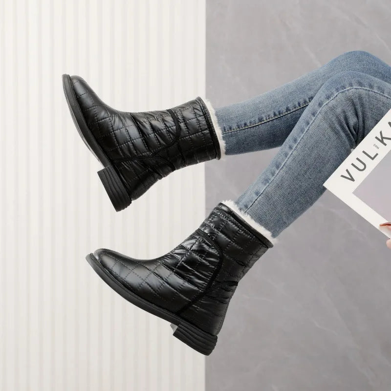 Flat Warm Plush Velvet Cotton Short Snow Boot