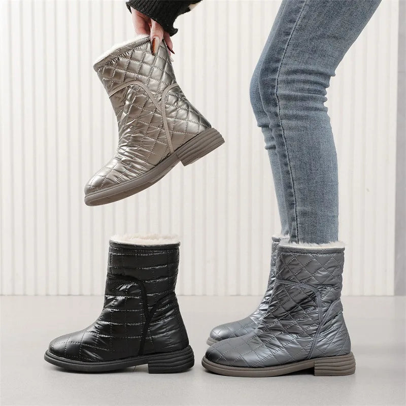 Flat Warm Plush Velvet Cotton Short Snow Boot