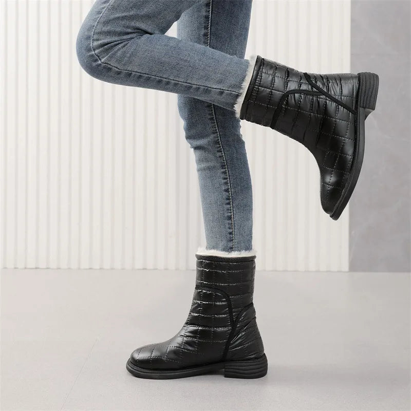 Flat Warm Plush Velvet Cotton Short Snow Boot