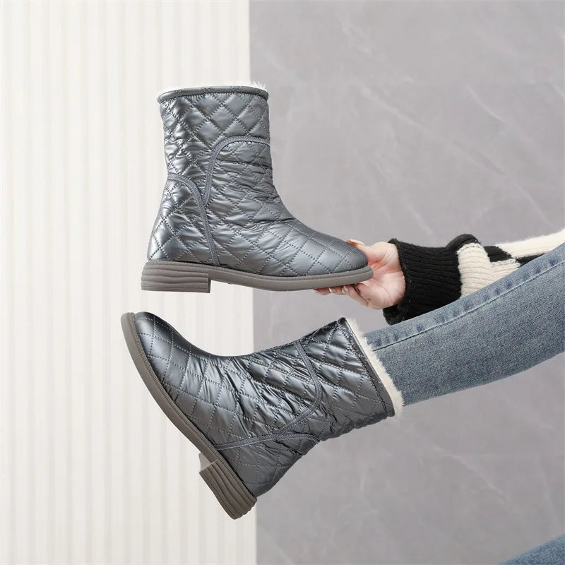 Flat Warm Plush Velvet Cotton Short Snow Boot