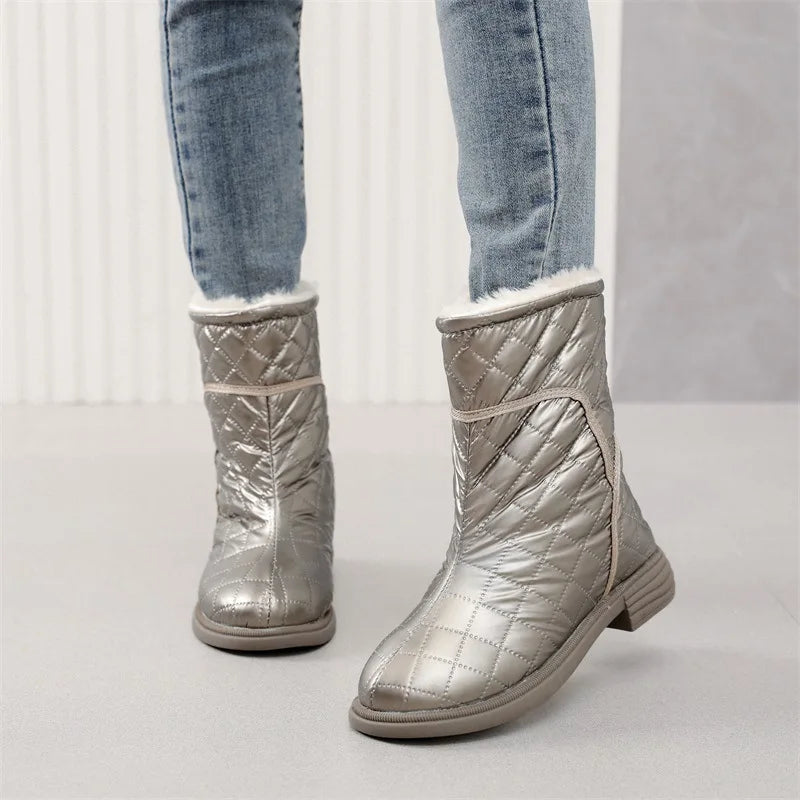 Flat Warm Plush Velvet Cotton Short Snow Boot