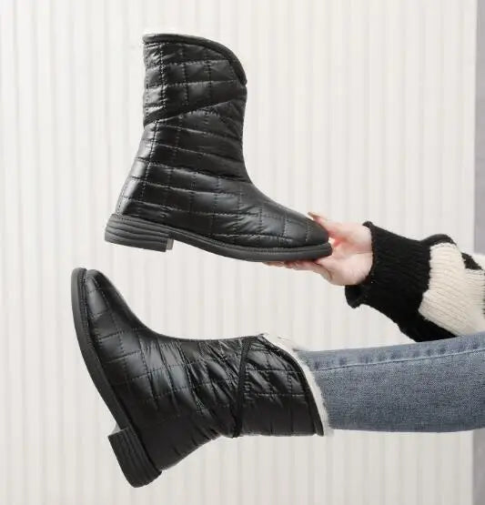 Flat Warm Plush Velvet Cotton Short Snow Boot