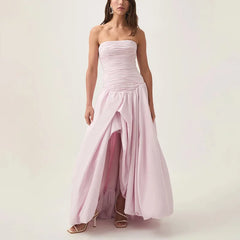Strapless Solid Color Maxi Dress