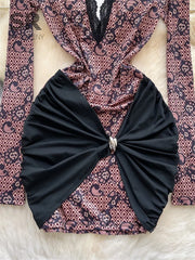 Artistic Print Lace Dress