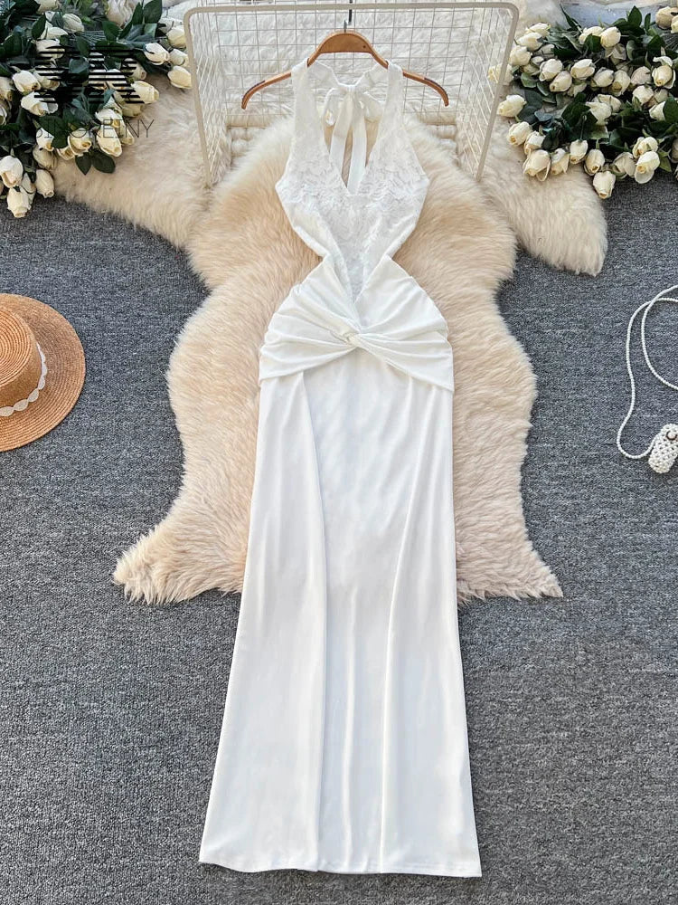 Lace Halter Gown Dress