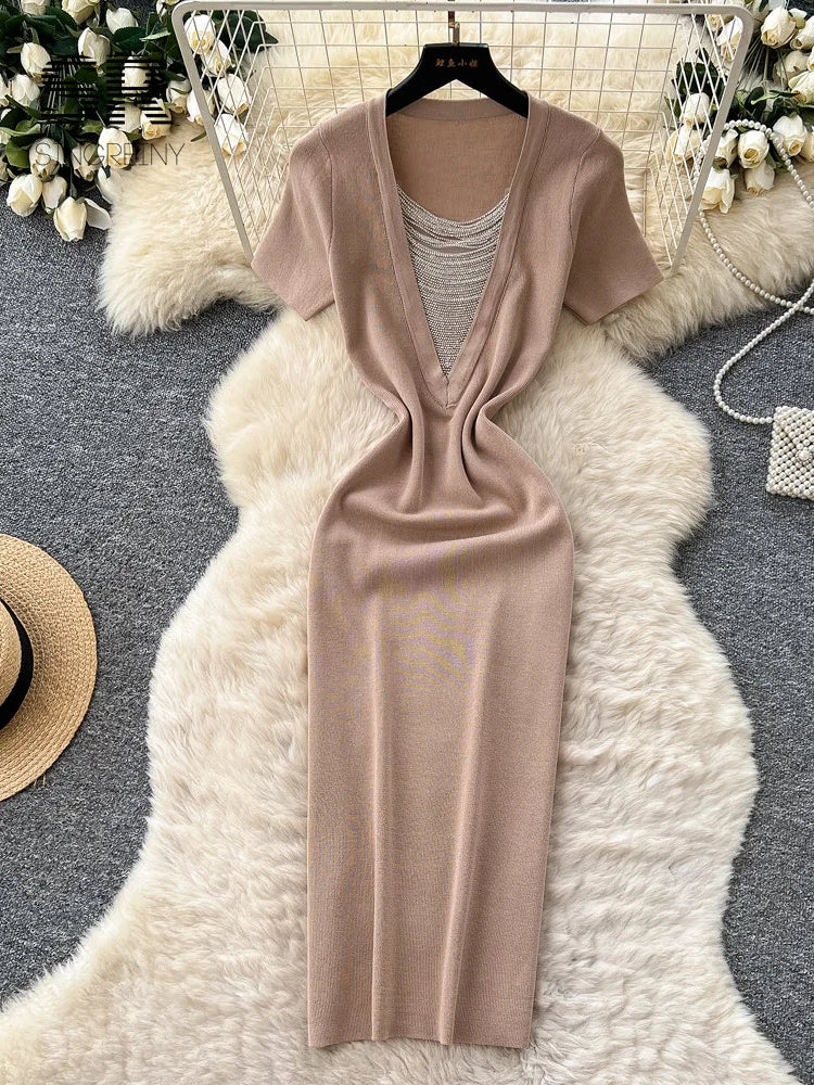 Beading Knitted OL Dress
