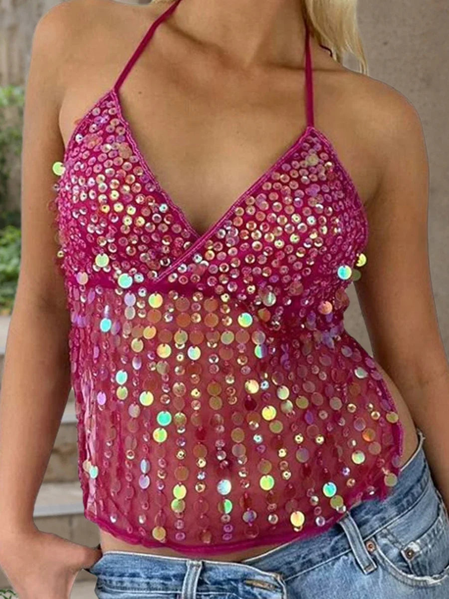Sequin Halter Top