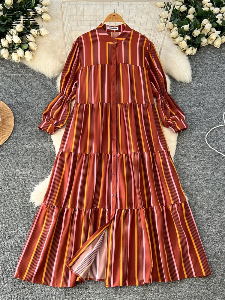 Vacation Striped Loose Dress