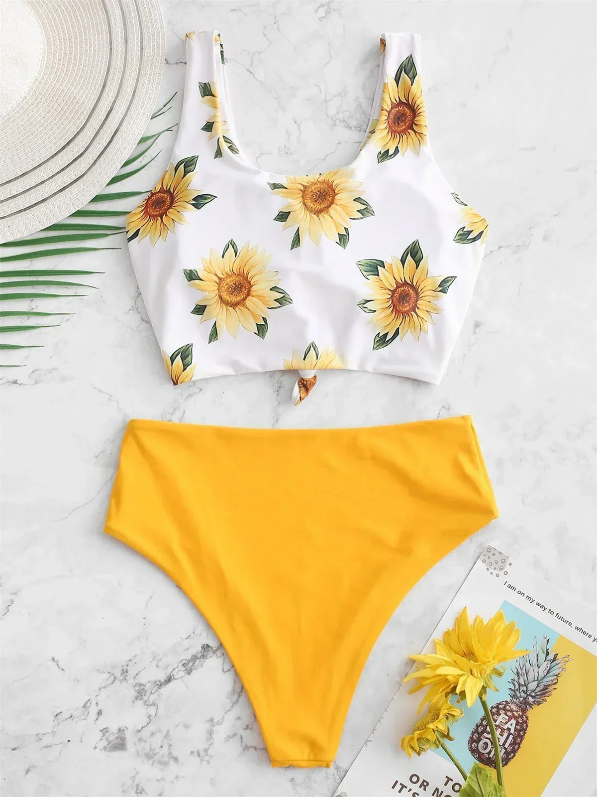 Sexy Sunflower Print Bikini Set