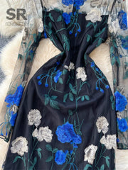 Floral Embroidery Mesh Dress