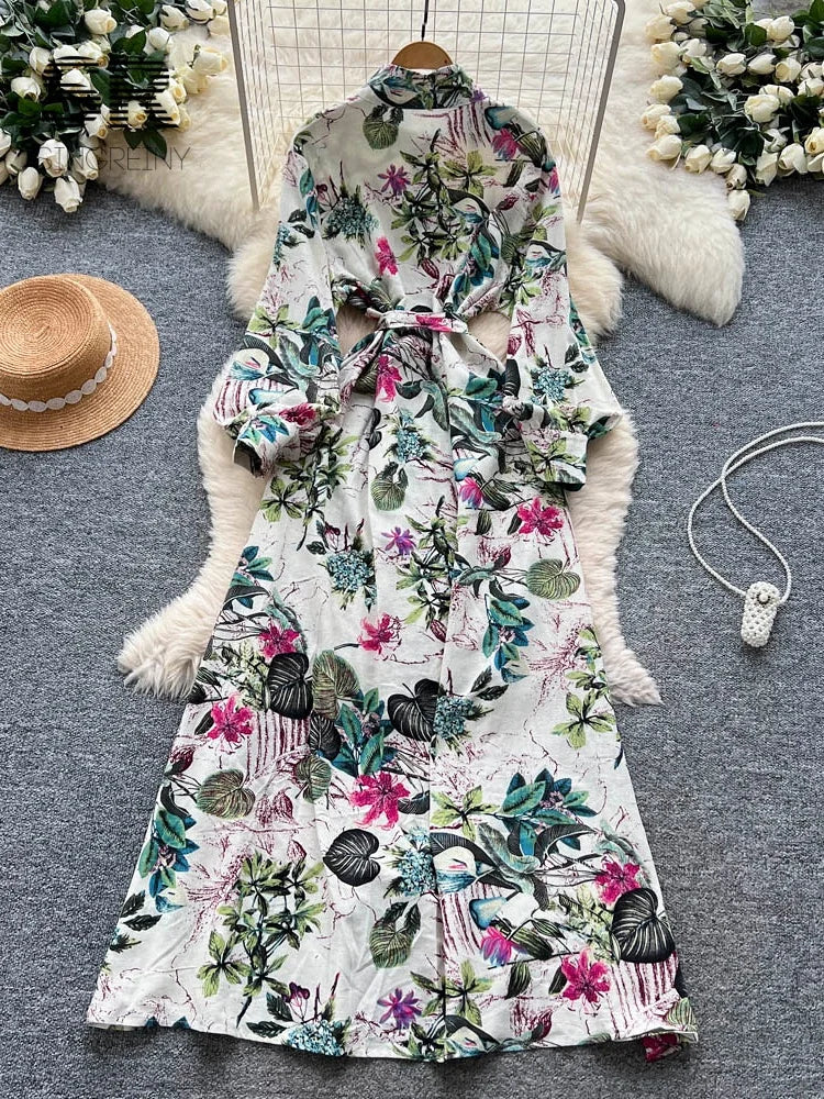 Long Sleeves Floral Print Dress